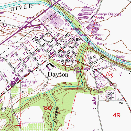 Topographic Map of Brookside Cemetery, OR