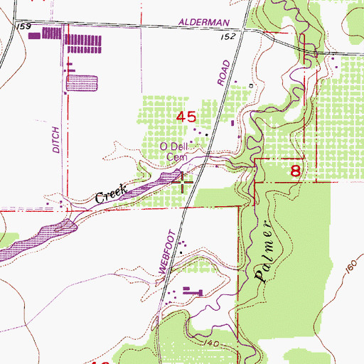 Topographic Map of O'Dell Cemetery, OR