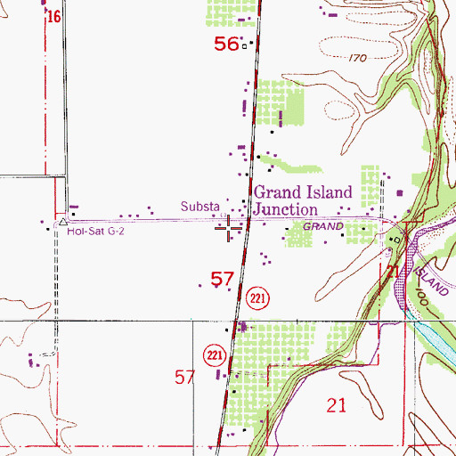 Topographic Map of Grand Island Junction, OR