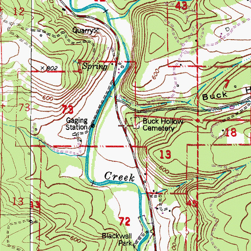 Topographic Map of Buck Hollow Cemetery, OR
