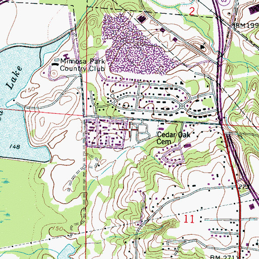 Topographic Map of Cedar Oak Cemetery, AL