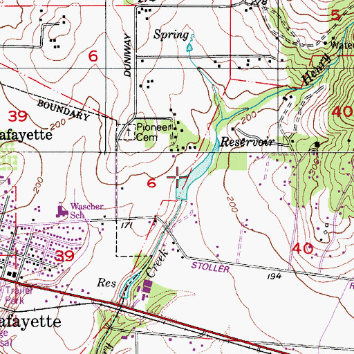 Topographic Map of Kunz Reservoir, OR
