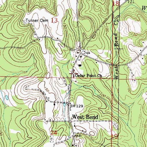 Topographic Map of Cedar Point Church, AL