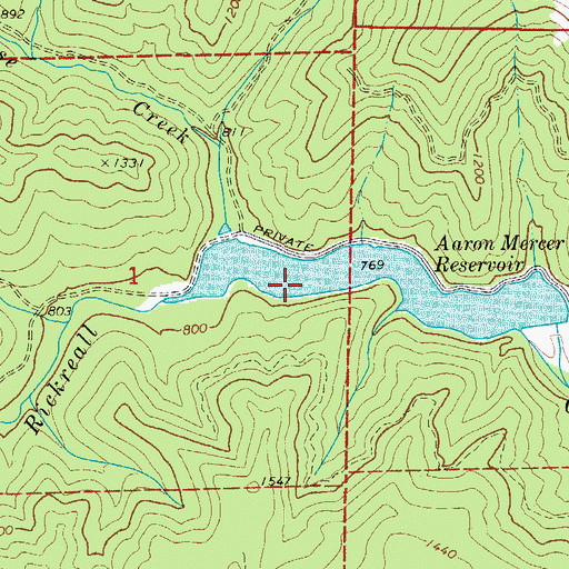Topographic Map of Aaron Mercer Reservoir, OR
