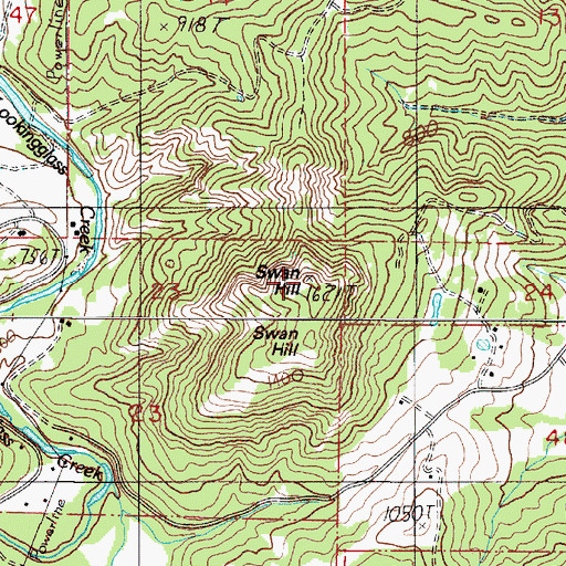 Topographic Map of Swan Hill, OR