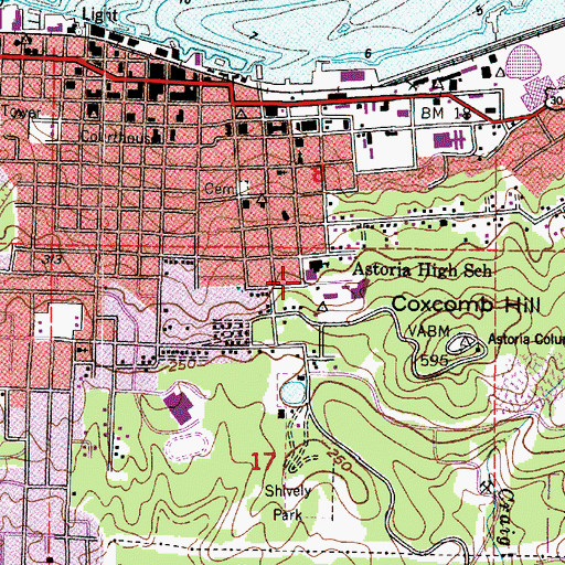 Topographic Map of Clatsop Community College, OR