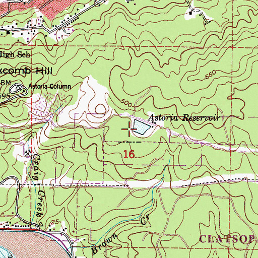 Topographic Map of Astoria Reservoir, OR