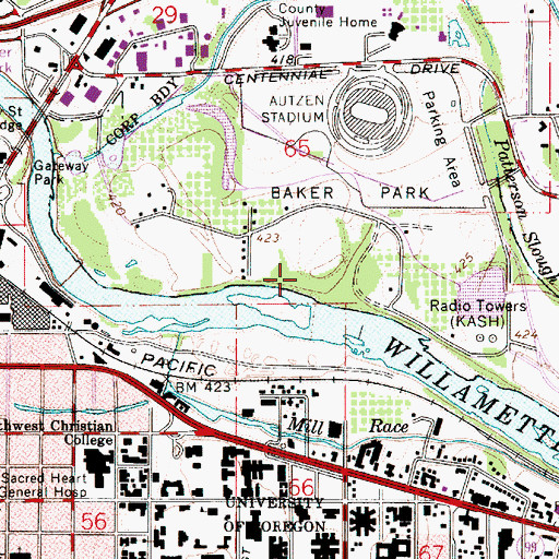 Topographic Map of Alton Baker City Park, OR