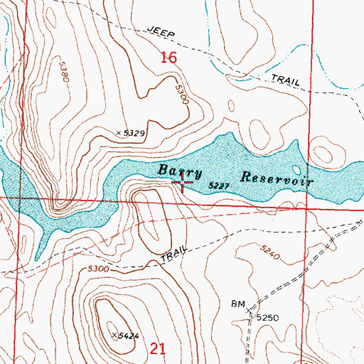 Topographic Map of Barry Reservoir, OR