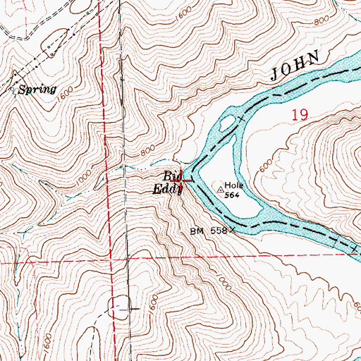 Topographic Map of Big Eddy, OR