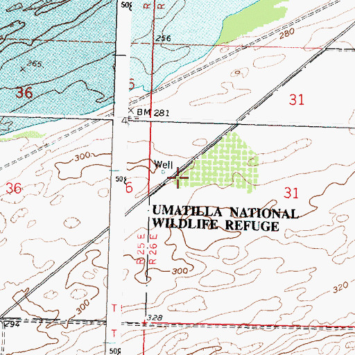 Topographic Map of Boardman Oasis Roadside Rest, OR