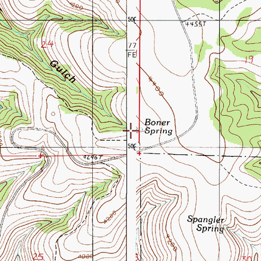 Topographic Map of Boner Spring, OR