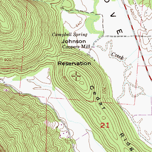 Topographic Map of Cedar Ridge, AL