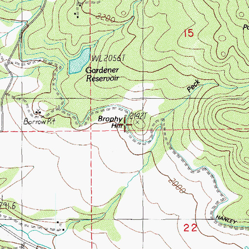 Topographic Map of Brophy Hill, OR