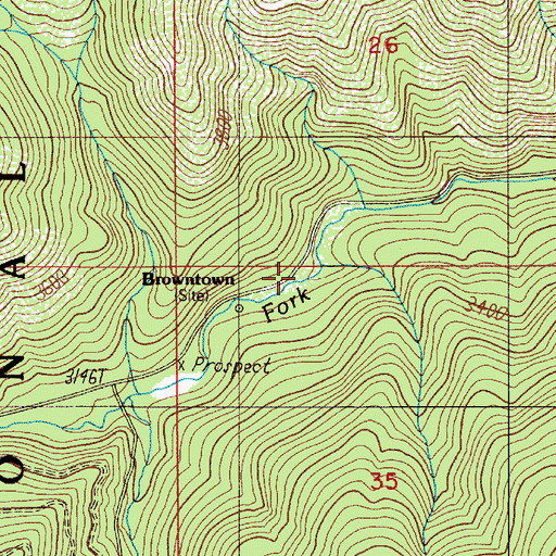 Topographic Map of Browntown (historical), OR