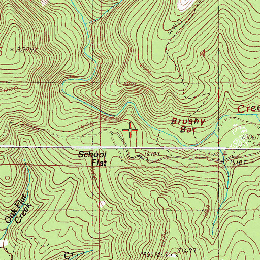 Topographic Map of Brushy Bar, OR