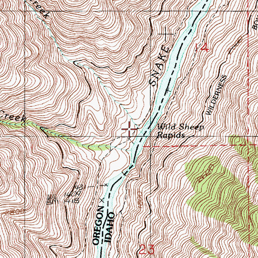 Topographic Map of Bull Creek, OR