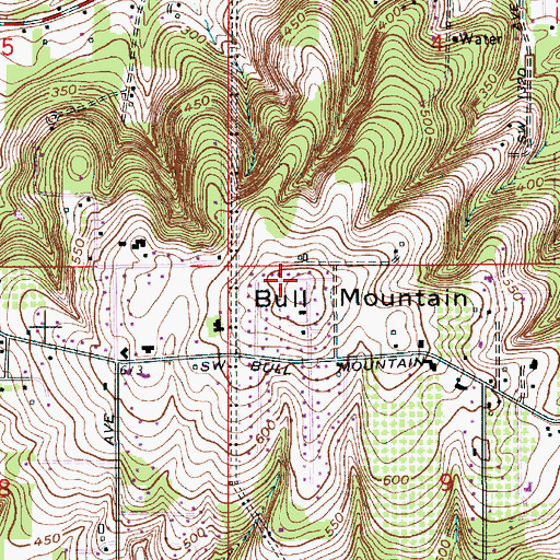 Topographic Map of Bull Mountain, OR