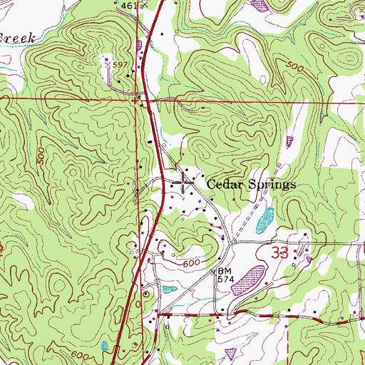 Topographic Map of Cedar Springs, AL