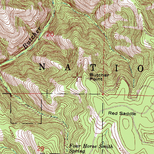 Topographic Map of Butcher Point, OR