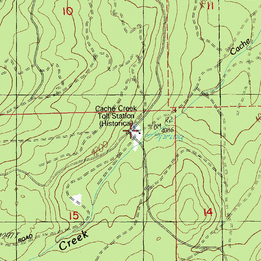 Topographic Map of Cache Creek Toll Station, OR