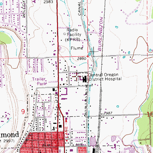 Topographic Map of Saint Charles Medical Center Redmond, OR