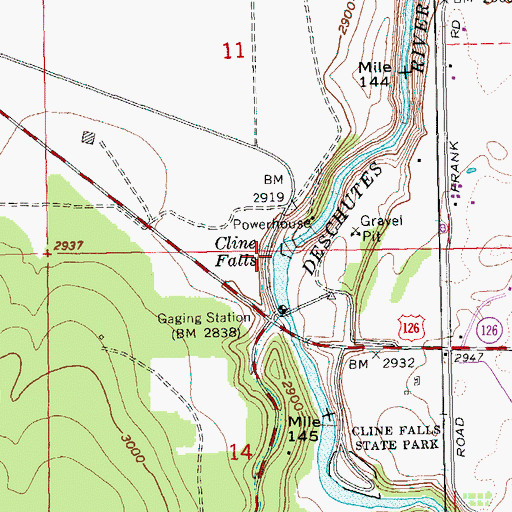 Topographic Map of Cline Falls, OR