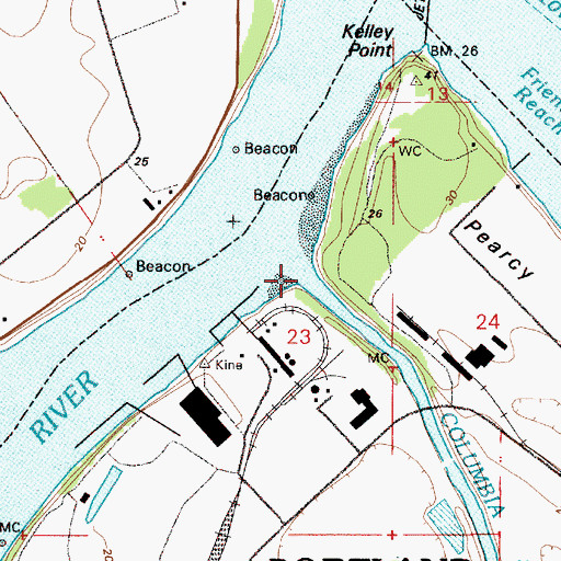 Topographic Map of Columbia Slough, OR