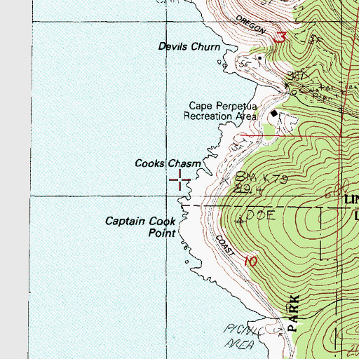 Topographic Map of Cooks Chasm, OR