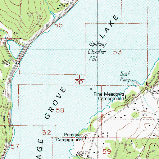 Topographic Map of Cottage Grove Lake, OR