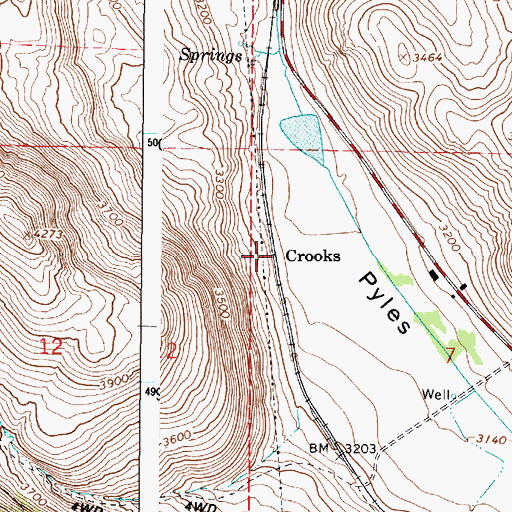 Topographic Map of Crooks, OR