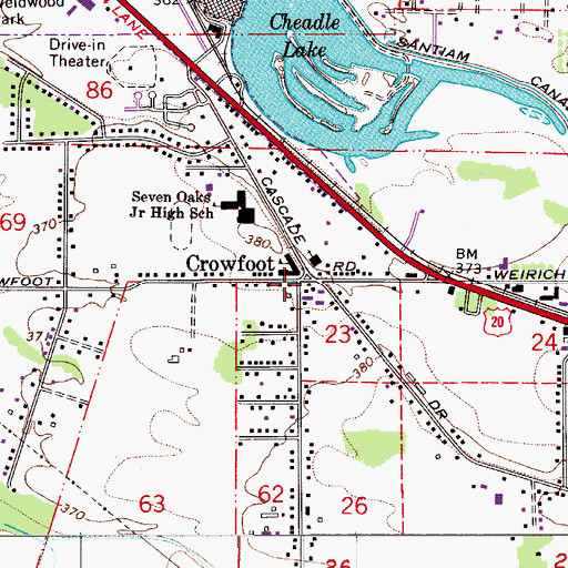 Topographic Map of Crowfoot, OR