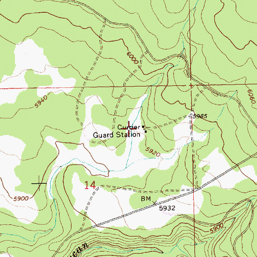 Topographic Map of Currier Guard Station, OR
