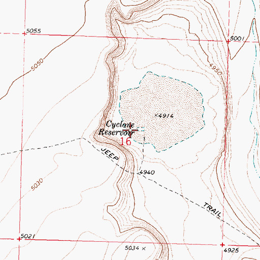 Topographic Map of Cyclone Reservoir, OR