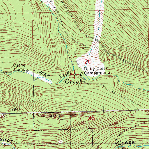 Topographic Map of Dairy Creek Campground (historical), OR