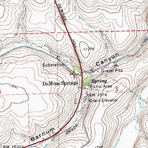 Topographic Map of De Moss Canyon, OR