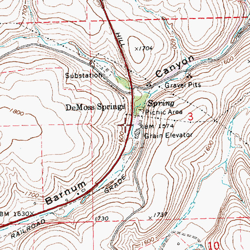 Topographic Map of De Moss Springs, OR