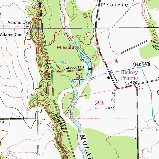 Topographic Map of Dickey Creek, OR