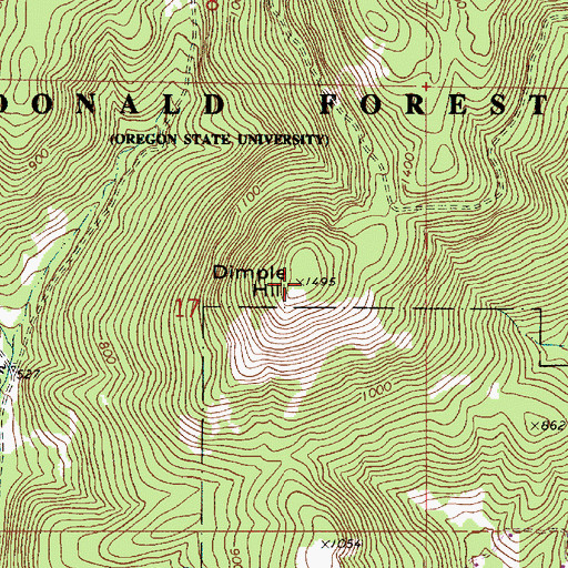 Topographic Map of Dimple Hill, OR