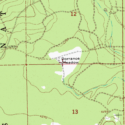 Topographic Map of Dorrance Meadow, OR