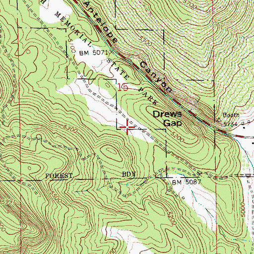 Topographic Map of Drews Gap, OR