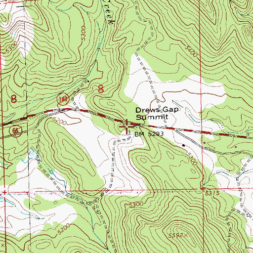 Topographic Map of Drews Gap Summit, OR