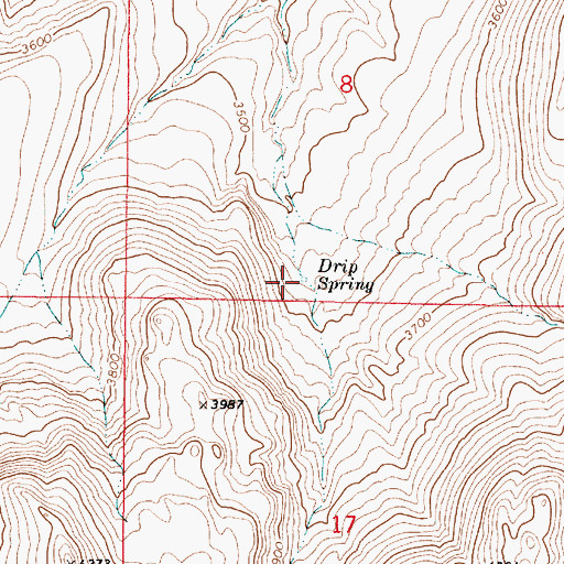 Topographic Map of Drip Spring, OR