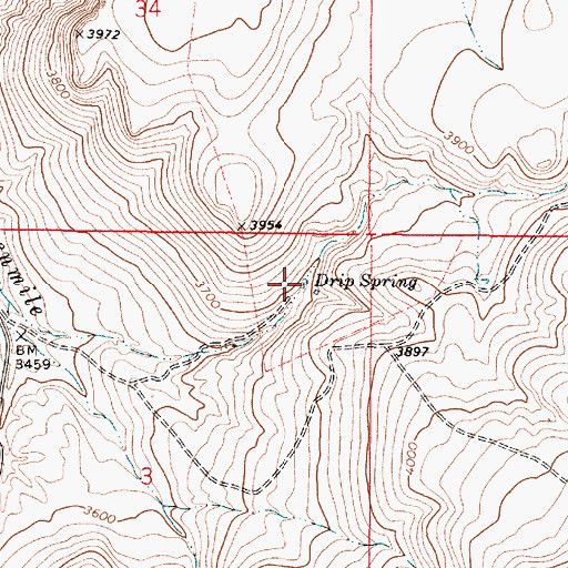Topographic Map of Drip Spring, OR