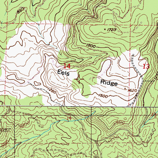 Topographic Map of Eels Ridge, OR