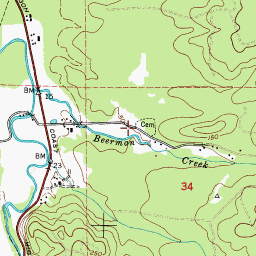 Topographic Map of Evergreen Cemetery, OR