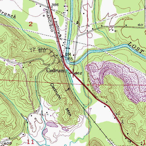 Topographic Map of Cedrum, AL
