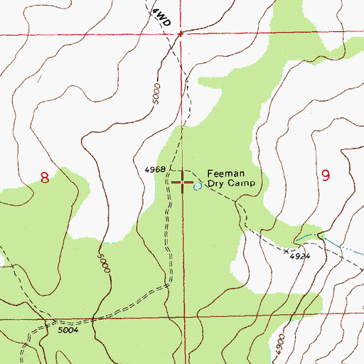 Topographic Map of Freeman Dry Camp, OR