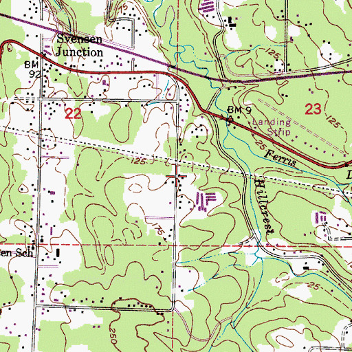 Topographic Map of Svensen Pioneer Cemetery, OR