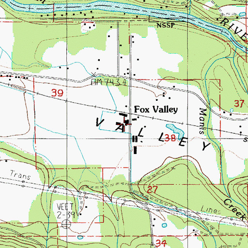 Topographic Map of Fox Valley, OR